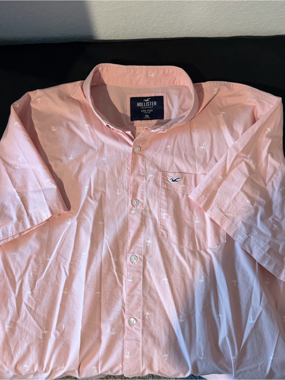 Hollister Men’s Pink Short-Sleeve Button-Up Shirt